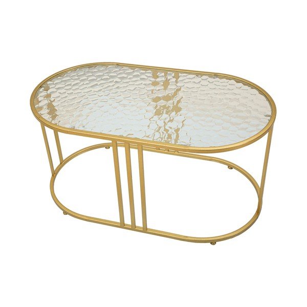 Valge/kuldne diivanilaud klaasist pealispinnaga 50x90 cm Antalia - Mauro Ferretti-image-2