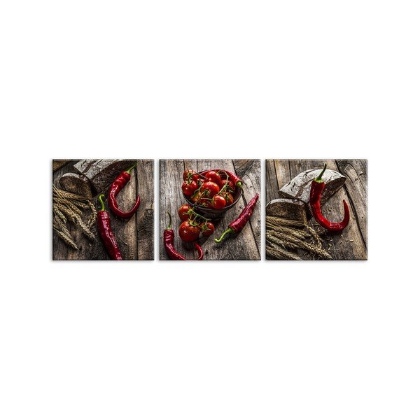 Sada 3 obrazů Styler Glasspik Set Red Peppers
