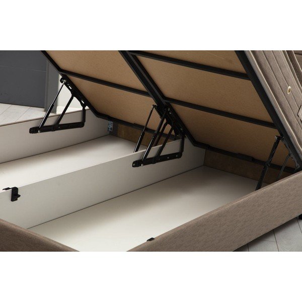 Pruun polsterdatud kaheinimesevoodi koos voodipõhja ja panipaigaga 160x200 cm Orina - Kalune Design-image-1