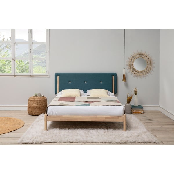Puidust voodi türkiissinise peaplaadiga , 160 x 200 cm Annie - Marckeric-image-1