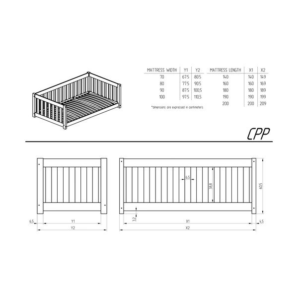 Puiduvärvi väljatõmmatava osaga lastevoodi, koos voodipõhjaga ja hoiuruumiga 80x160 cm CPP – Adeko-image-2