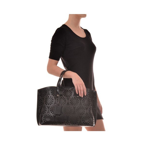 Černá kožená kabelka Mangotti Bags Lulia-image-4