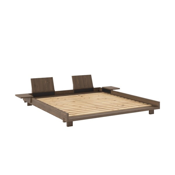 Pruun kaheinimesevoodi männipuidust liistudega 180×200 cm Social – Karup Design