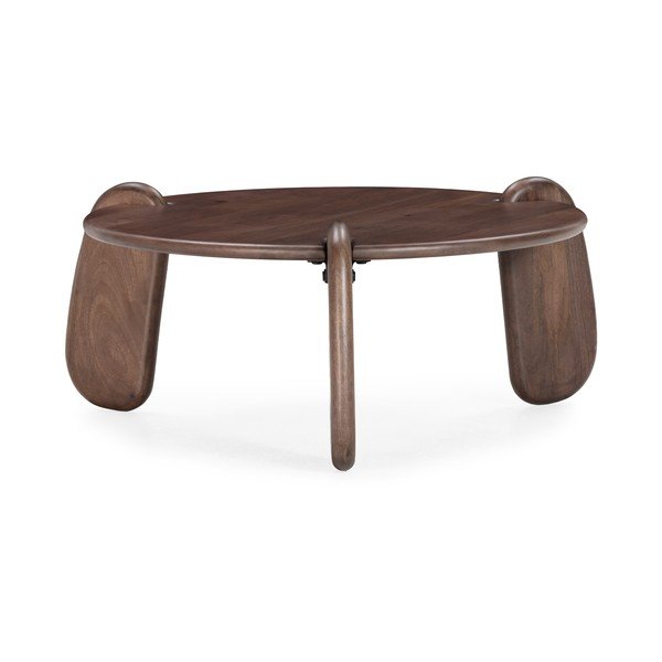 Tumepruun ümmargune mangopuidust kohvilaud ø 80 cm Tamira - MOME
