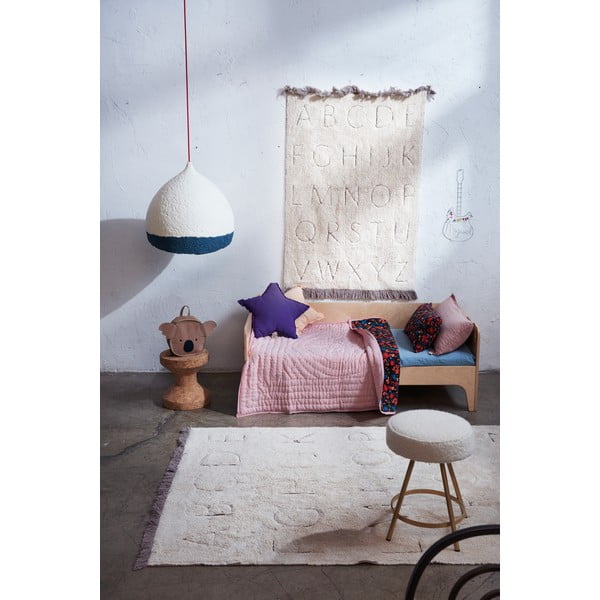 Kreem pestav käsitsi kootud puuvillane laste vaip 90x130 cm ABC - Lorena Canals-image-4