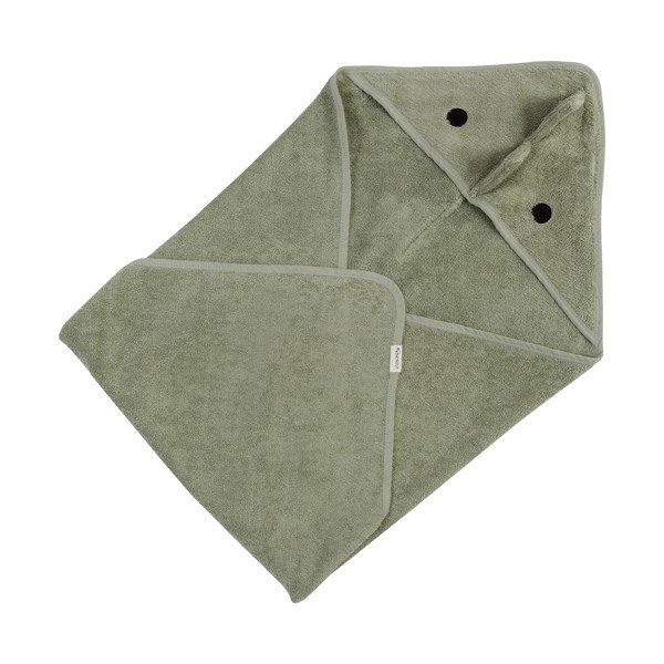 Roheline puuvillane beebirätik koos kapuutsiga 75x75 cm Dinosaur - Kindsgut-image-3