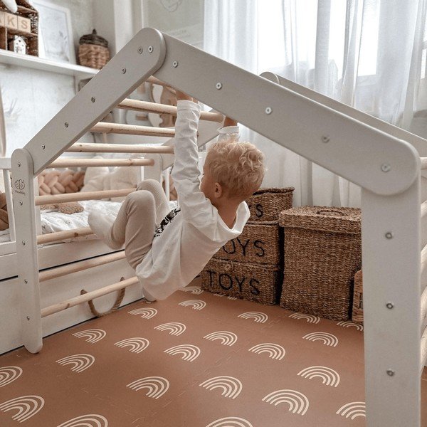 Valge männipuidust ronimisredel lastele 61x112x94 cm Montessori - Meowbaby-image-2