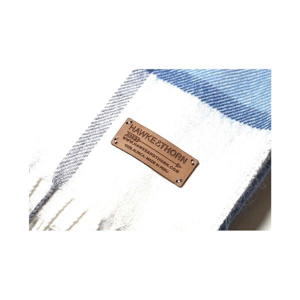 Modrá deka z alpaky Hawke&Thorn Bradshaw Check, 180 x 130 cm-image-1