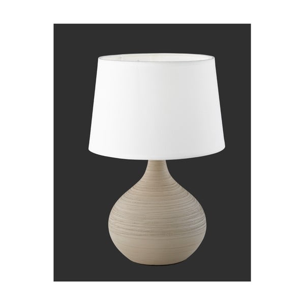 Valge-pruun laualamp keraamikast ja kangast , kõrgus 29 cm Martin - Reality-image-4