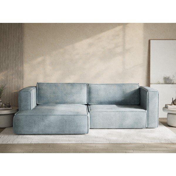 Helesinine šenilldiivanvoodi/panipaigaga nurgadiivan (vasak nurk/diivanvoodiga) Velto - Maison de Rêve-image-1