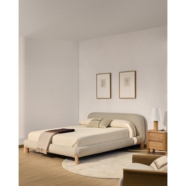 Beež polsterdatud kaheinimesevoodi ilma voodipõhjata 180x200 cm Odina - Kave Home-image-1