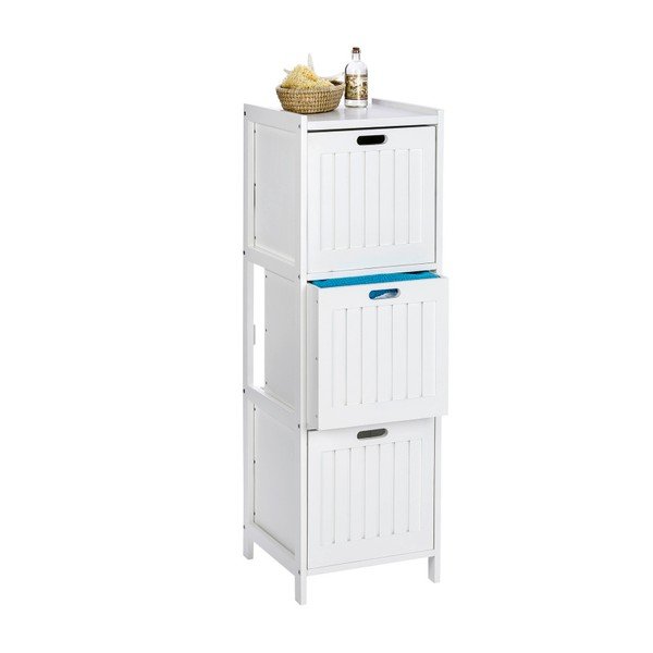 Valge puidust vannitoakapp 3 sahtliga Oslo - Wenko-image-2