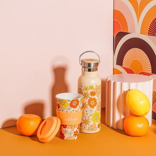Oranžist roostevabast terasest beebipudel 500 ml 70s Floral - Sass & Belle