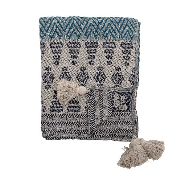 Hall ja sinine tekk Ornament, 160 x 130 cm Throw - Bloomingville-image-3