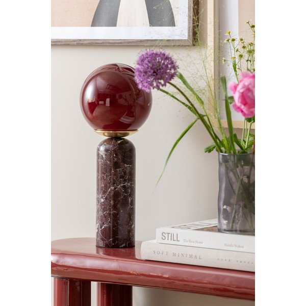Burgundiapunane marmorist laualamp (kõrgus 38 cm) Lazio Sphere - Leitmotiv-image-2