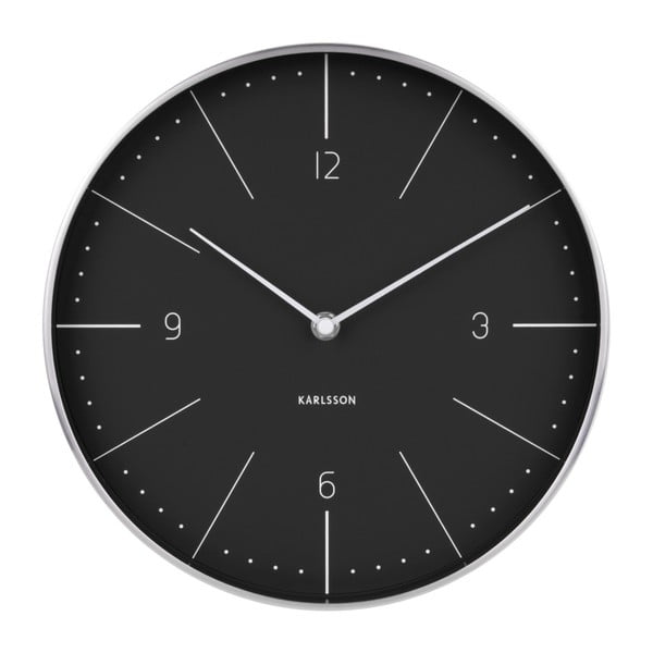 Černé nástěnné hodiny s detaily ve stříbrné barvě Karlsson Normann, ⌀ 28 cm
