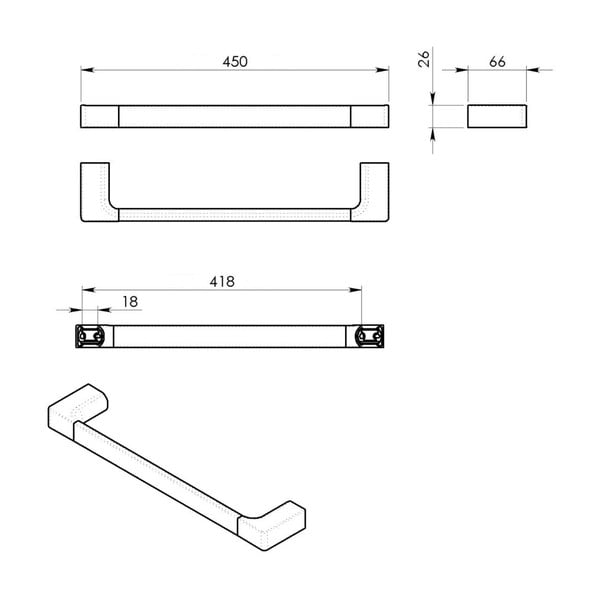 Kuldne metallist seinale paigaldatav rätikuhoidja Gedy Pirenei - Sapho-image-2