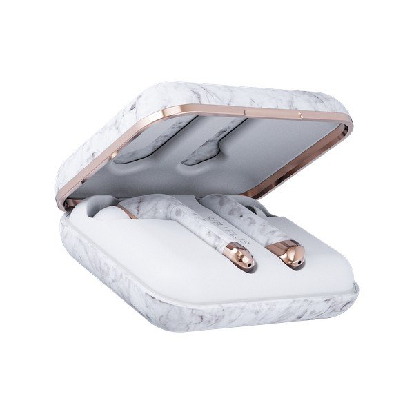 Bezdrátová sluchátka v bílé mramorové barvě Happy Plugs Air 1 Plus In-Ear-image-2