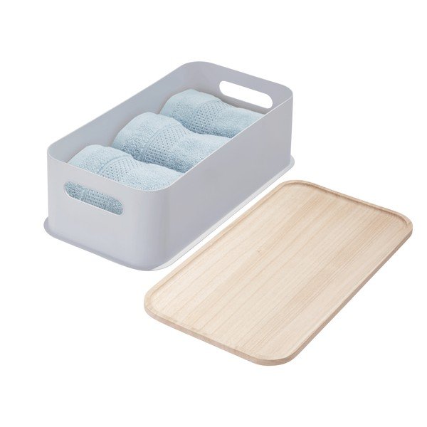 Paulownia puidust, 21,3 x 43 cm suurune hall kaanega hoiukarp, käepidemega. Eco - iDesign-image-4