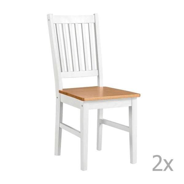 Sada 2 bílých jídelních židlí z masivního dřeva 13Casa Ginger
