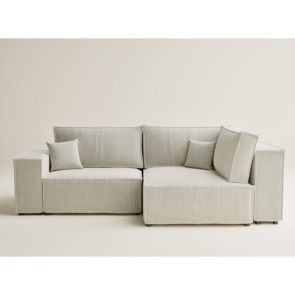 Kreemjas šenilldiivanvoodi/panipaigaga nurgadiivan (parempoolne/L-kujuline) Tonga - Maison de Rêve-image-2