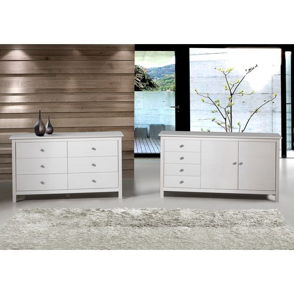 Valge männipuidust kummut 130x80 cm Berna – Marckeric-image-3