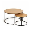 Ümmargused tammespoonist pinnaga diivanilauad 2tk komplektis ø 80 cm Yona - Kave Home