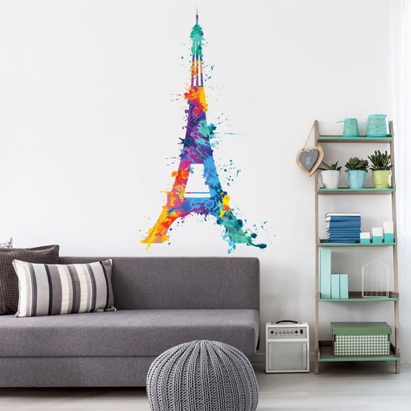 Nástěnná samolepka Ambiance Wall Decal Eiffel Tower Design Watercolor, 70 x 40 cm