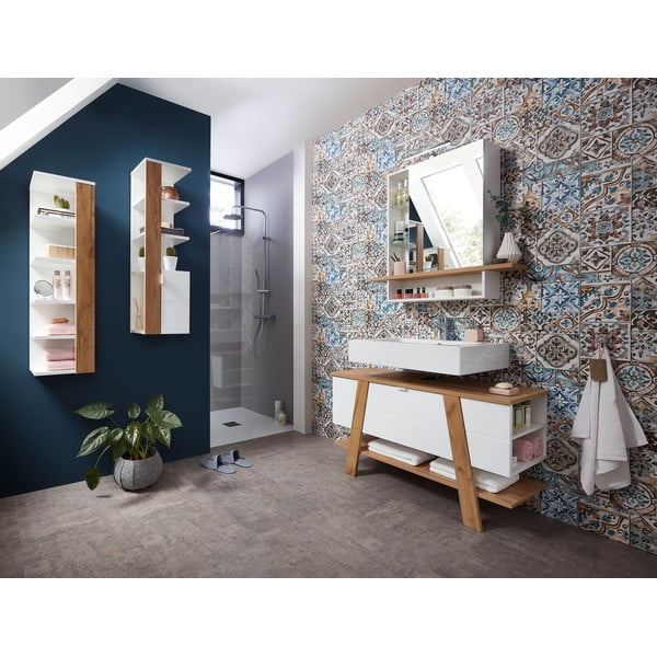 Valge valamu all olev valge kapi tammepuust 111x67 cm Novolino - Germania-image-1