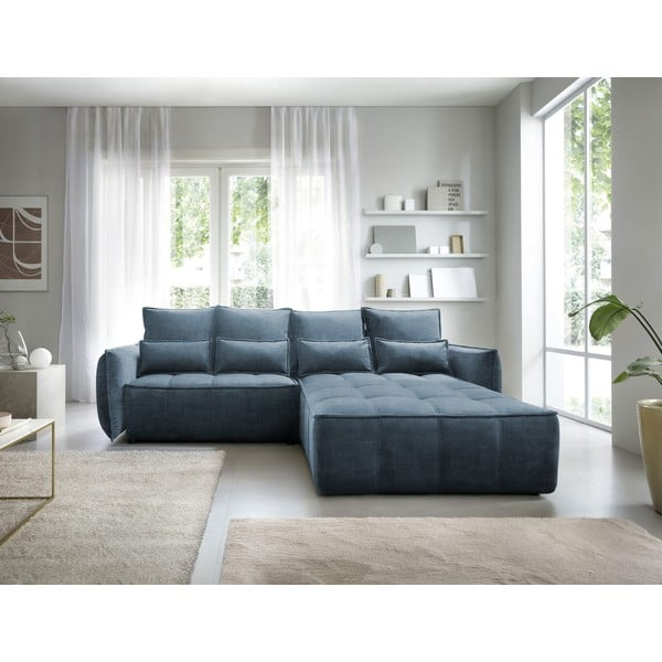 Sinine sametist lahtikäiv/sahtliga nurgadiivan (parem nurk/lamamisosaga) Campo – ELTAP-image-3