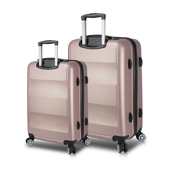 Sada 2 růžových cestovních kufrů na kolečkách s USB porty My Valice LASSO Large & Medium
