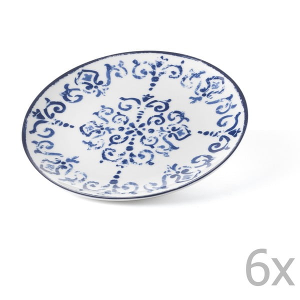 Sada 6 dezertních talířů Antico Blue, 19.5 cm