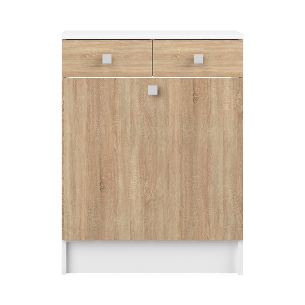 Valge madal vannitoakapp tammepuust 60x82 cm Combi - TemaHome