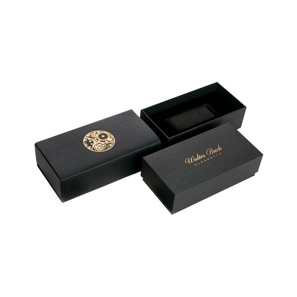 Pánské hodinky s černým páskem z pravé kůže Walter Bach Marrio-image-1