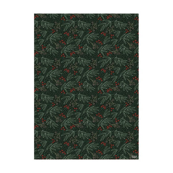 5 lehte musta ja rohelist pakkepaberit , 50 x 70 cm Winter Floral - eleanor stuart-image-2