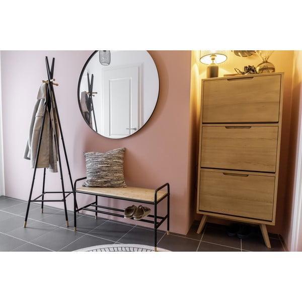 Must/füüsiline metallist jalatsiriiul koos pingiga Loft - Wenko-image-1