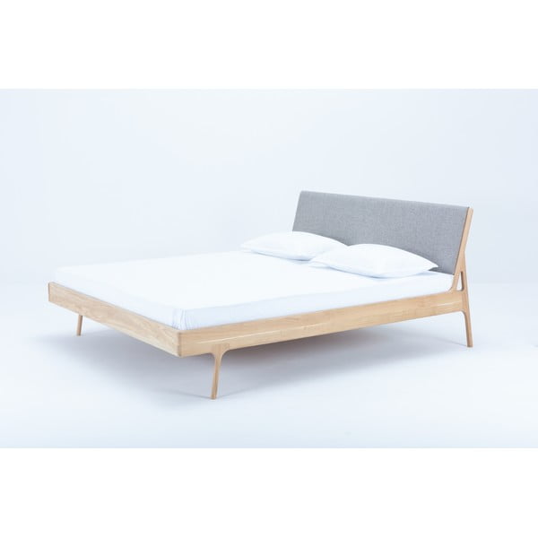 Hall/loomulik tammepuust kaheinimesevoodi 160x200 cm Fawn - Gazzda-image-1