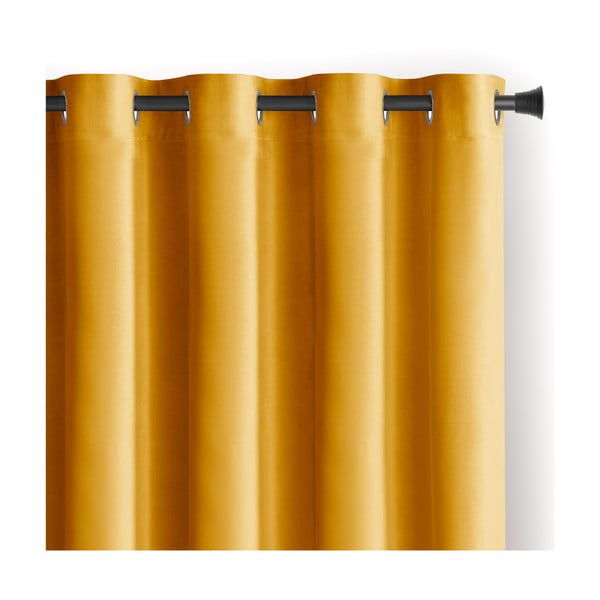 Kollane sametist dimout-kardin 140 × 245 cm Eyelets – Restilo