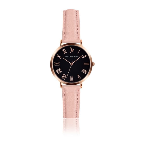 Dámské hodinky s růžovým páskem z pravé kůže Emily Westwood Night