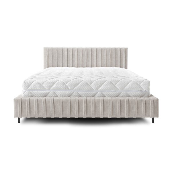 Beež polsterdatud kaheinimesevoodi koos panipaiga ja voodipõhjaga 140x200 cm Plissa - ELTAP-image-3