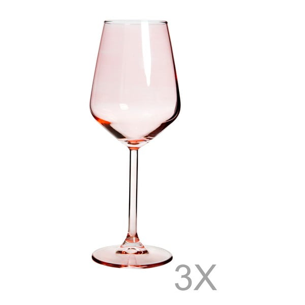 Sada 3 růžových sklenic na víno Mezzo Luxury, 320 ml