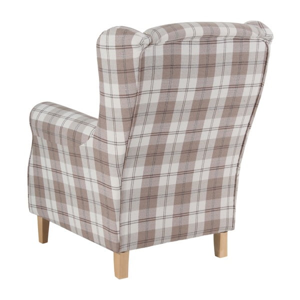 Beeži ruuduline kõrvadega vintage tugitool Lorris - Max Winzer-image-4