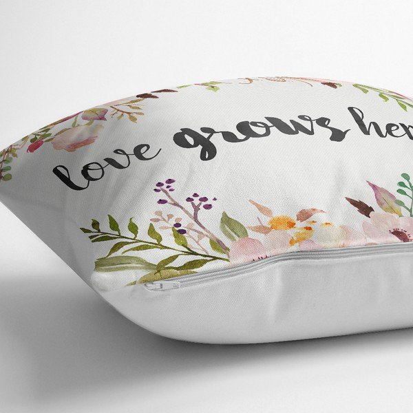 Puuvillasegust padjapüür Love Grows Here, 45 x 45 cm - Minimalist Cushion Covers-image-1