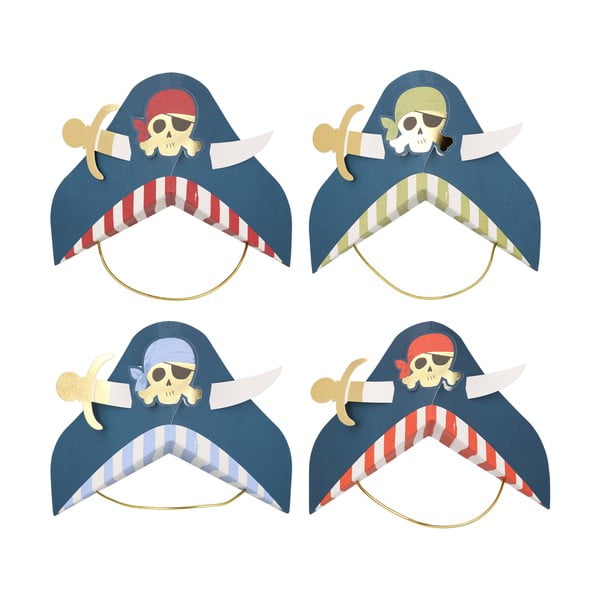 Paberist mütsid 8tk komplektis Pirate - Meri Meri