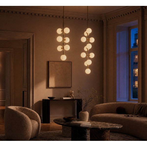 Valge/kuldse värvi metallist ripplamp klaasist varjuga, ø 27 cm Trieste - Premier Housewares-image-1