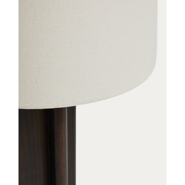 Valge/tumepruun kummipuust laualamp tekstiilist varjuga (kõrgus 48 cm) Niani - Kave Home-image-2