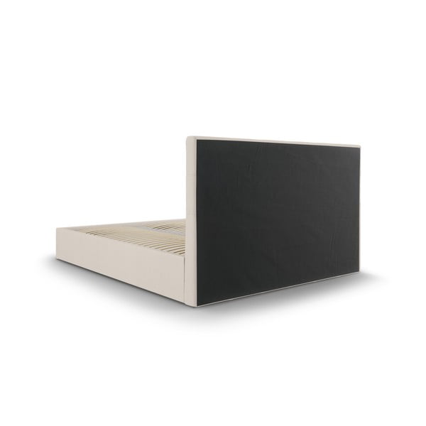 Beeži värvi polsterdatud kaheinimese voodi, millel on riiulid 160x200 cm ja hoiuruumid Nerin - Mazzini Beds-image-4