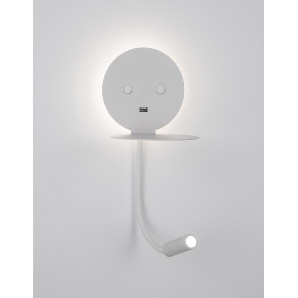 Valge alumiiniumist LED-seinalamp painduva konstruktsiooniga/USB-pordiga Eclip - Nova Luce-image-2