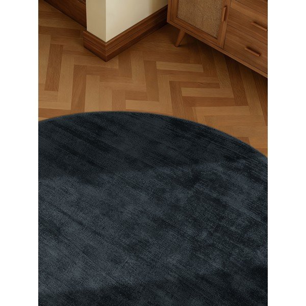 Must käsitsi kootud ümmargune viskoosvaip ø 120 cm Noemi - Vikosa-image-3