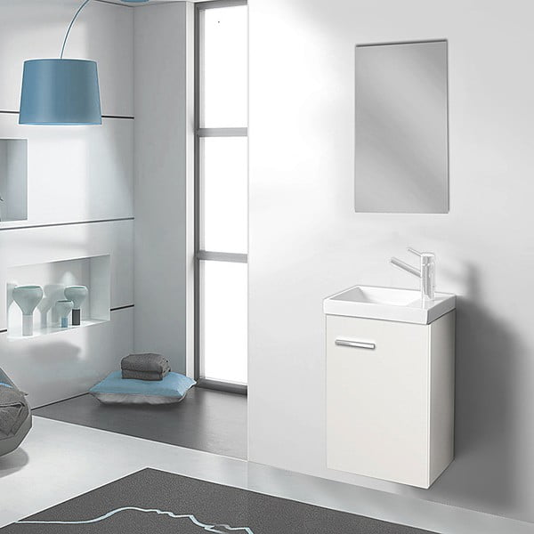 Koupelnová skříňka s umyvadlem a zrcadlem Kai, odstín bílé, 40 cm